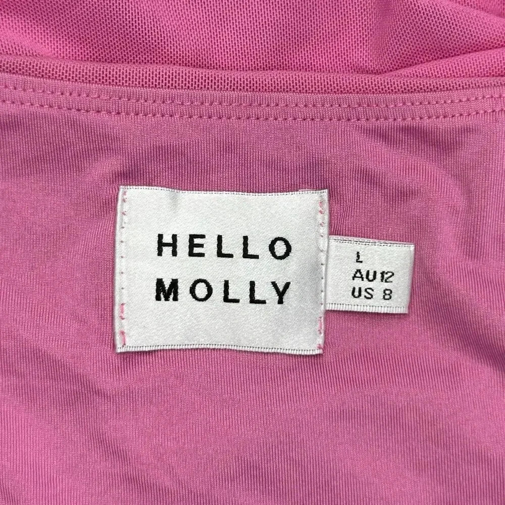 Hello Molly Fresh Vibes Ruched Long Sleeve Bodycon Mini Dress Pastel Pink Size 8 - Picture 5 of 8